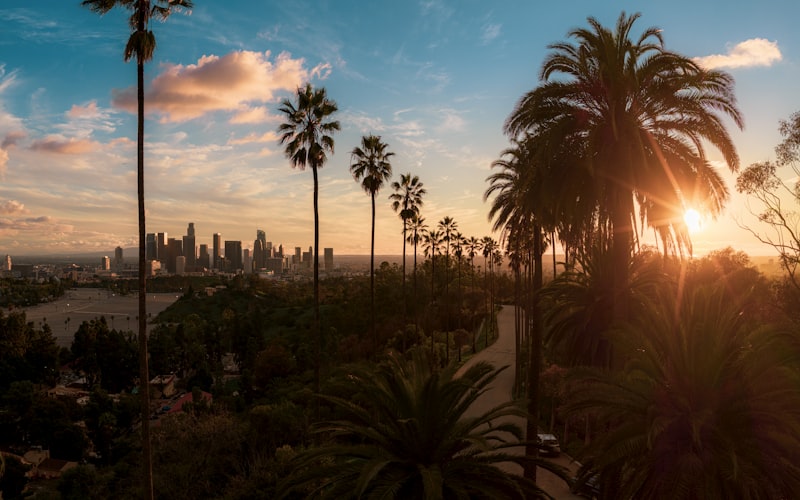 Los Angeles skyline at sunset